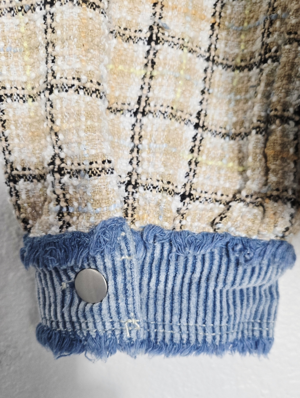 POL Corduroy Plaid Tweed Button Down Shirt Jacket Blue Medium - Picture 6 of 12